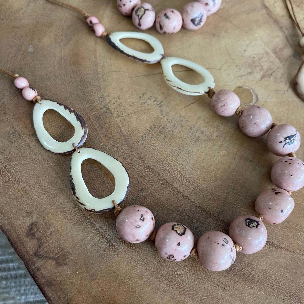 TAGUA Necklace Artisan Handmade Tagua colorful unique statement jewelry boho nwt